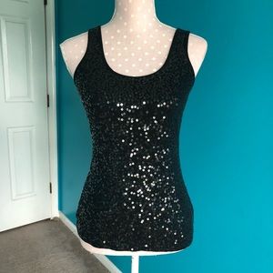 Express black sequin tank top